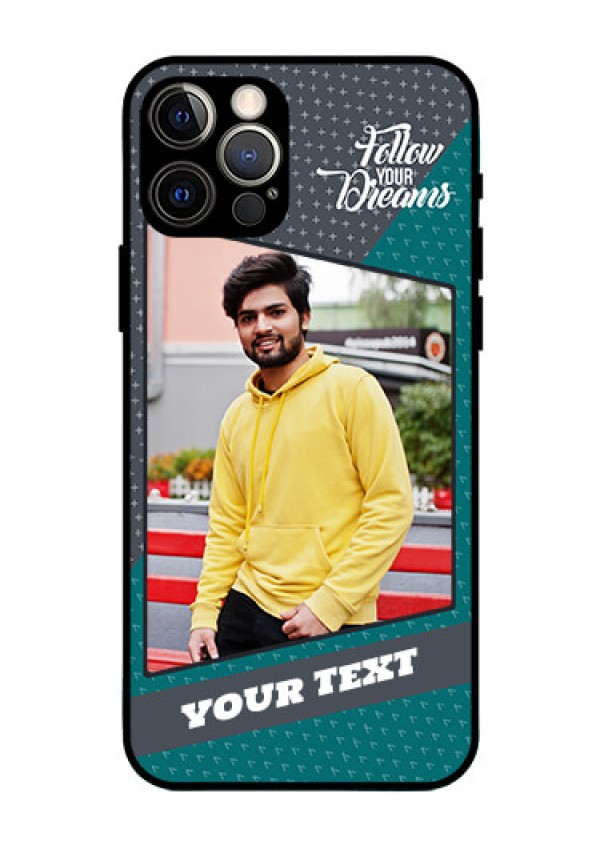 Iphone 12 Pro Personalized Glass Phone Case  - Background Pattern Design with Quote