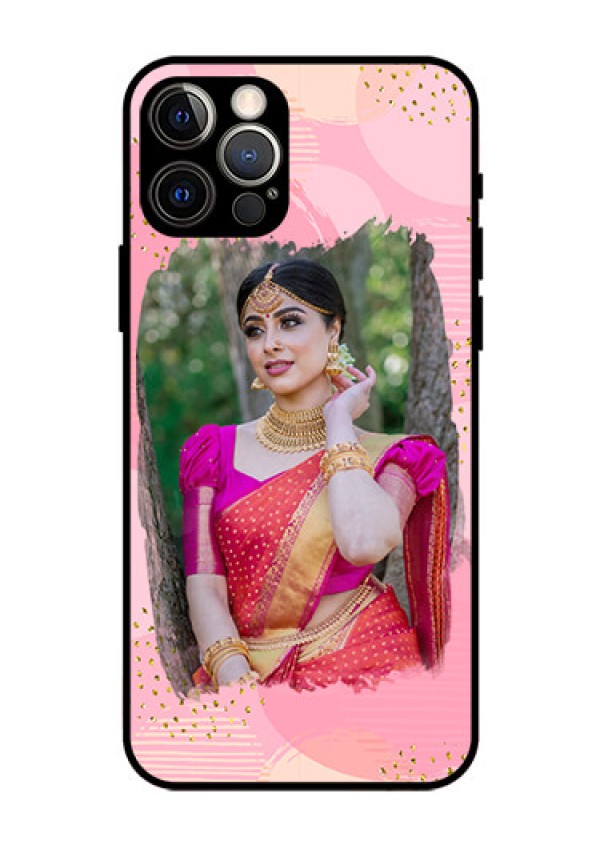 Iphone 12 Pro Personalized Glass Phone Case  - Gold Glitter Splash Design