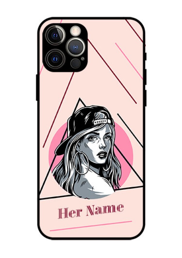iPhone 12 Pro Personalized Glass Phone Case - Rockstar Girl Design