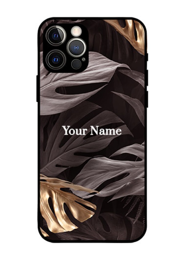 iPhone 12 Pro Personalised Glass Phone Case - Wild Leaves digital paint Design