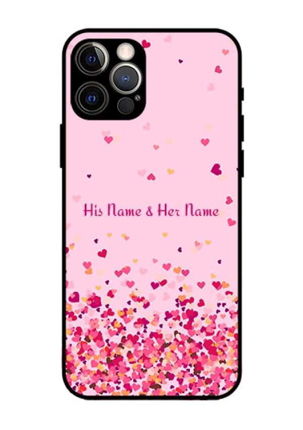 iPhone 12 Pro Photo Printing on Glass Case - Floating Hearts Design