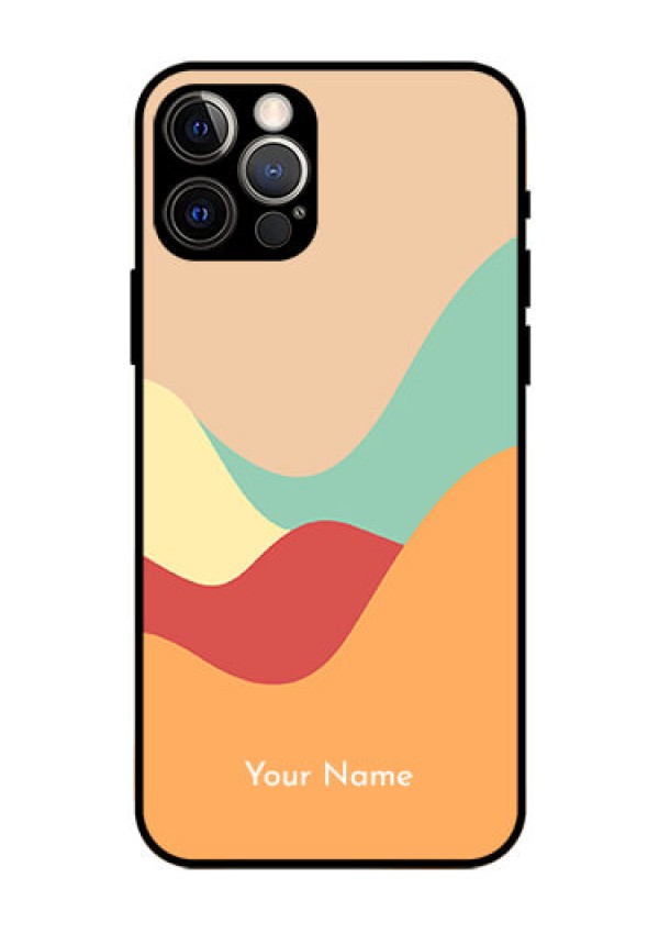 iPhone 12 Pro Personalized Glass Phone Case - Ocean Waves Multi-colour Design