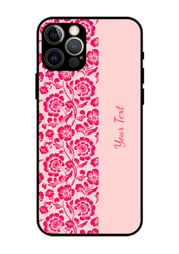iPhone 12 Pro Custom Glass Phone Case - Attractive Floral Pattern Design