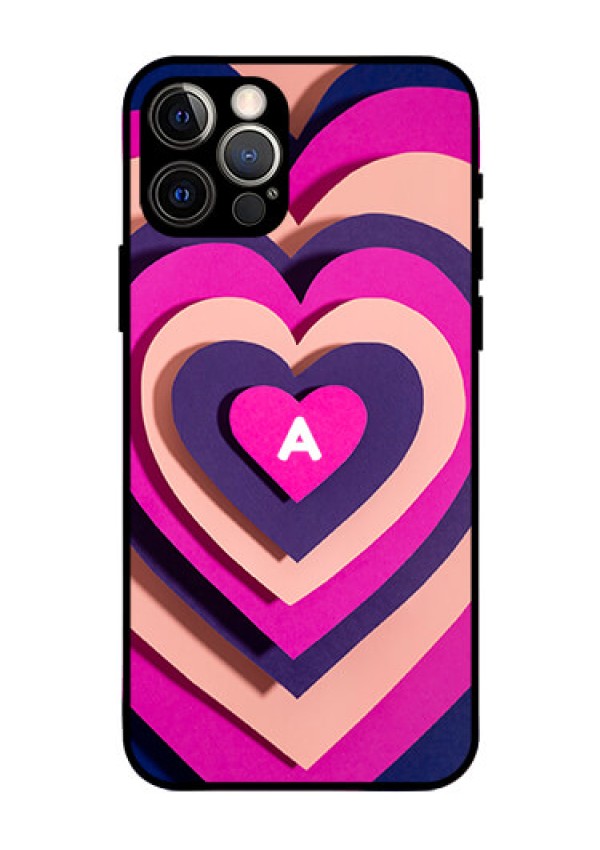 iPhone 12 Pro Custom Glass Mobile Case - Cute Heart Pattern Design