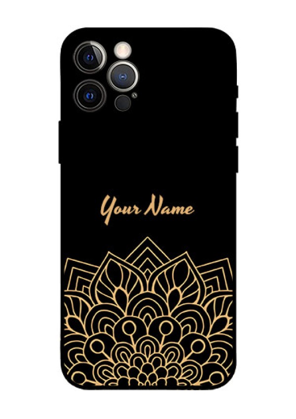iPhone 12 Pro Custom Glass Phone Case - Golden mandala Design