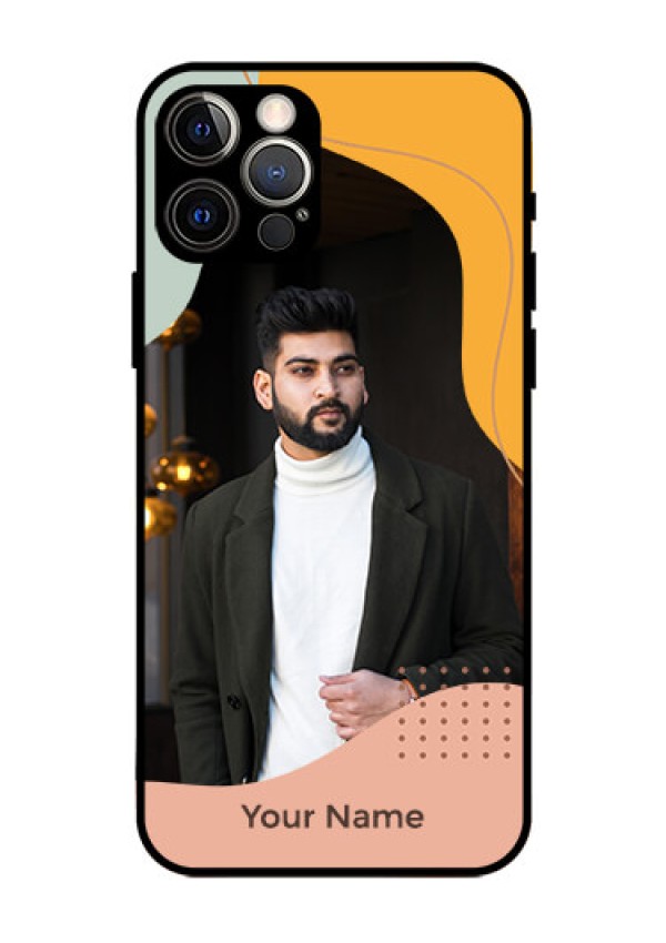 iPhone 12 Pro Personalized Glass Phone Case - Tri-coloured overlay design