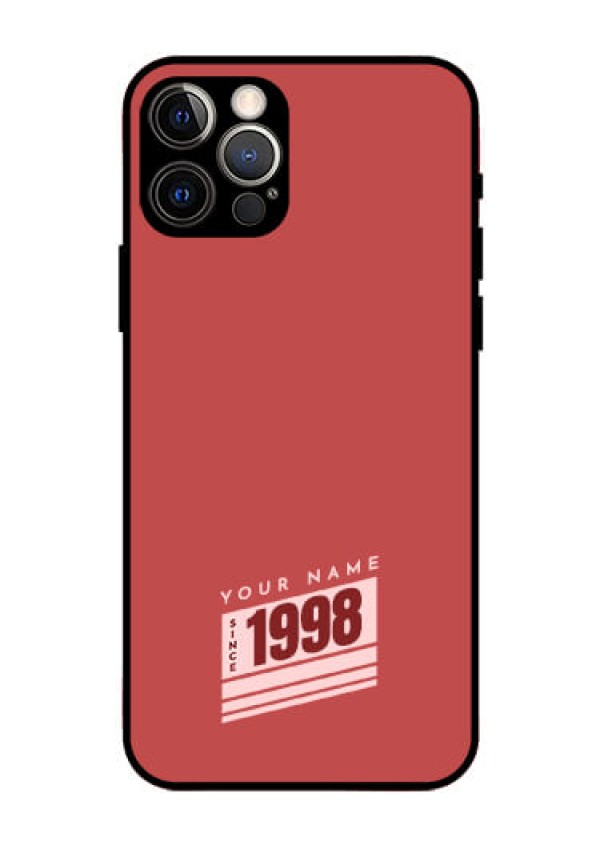 iPhone 12 Pro Custom Glass Phone Case - Red custom year of birth Design