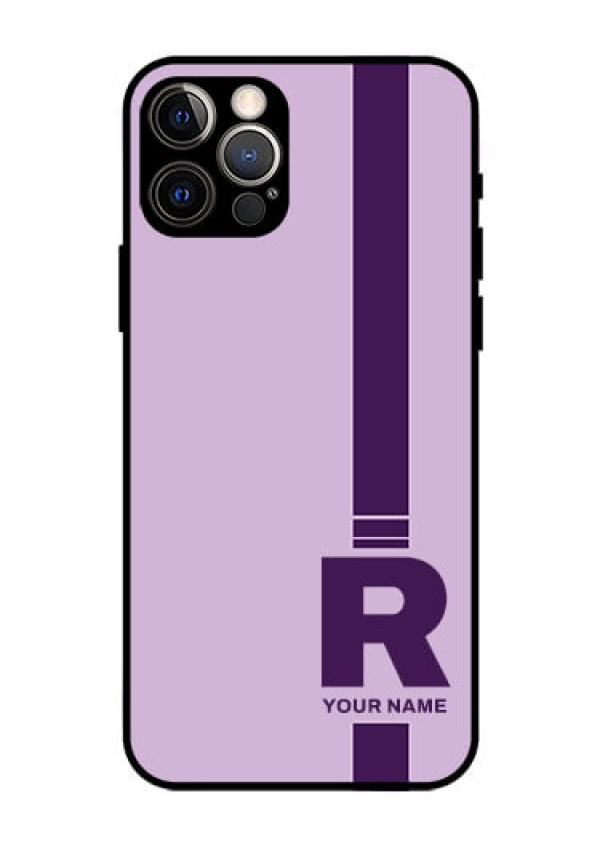 iPhone 12 Pro Photo Printing on Glass Case - Simple dual tone stripe with name Design
