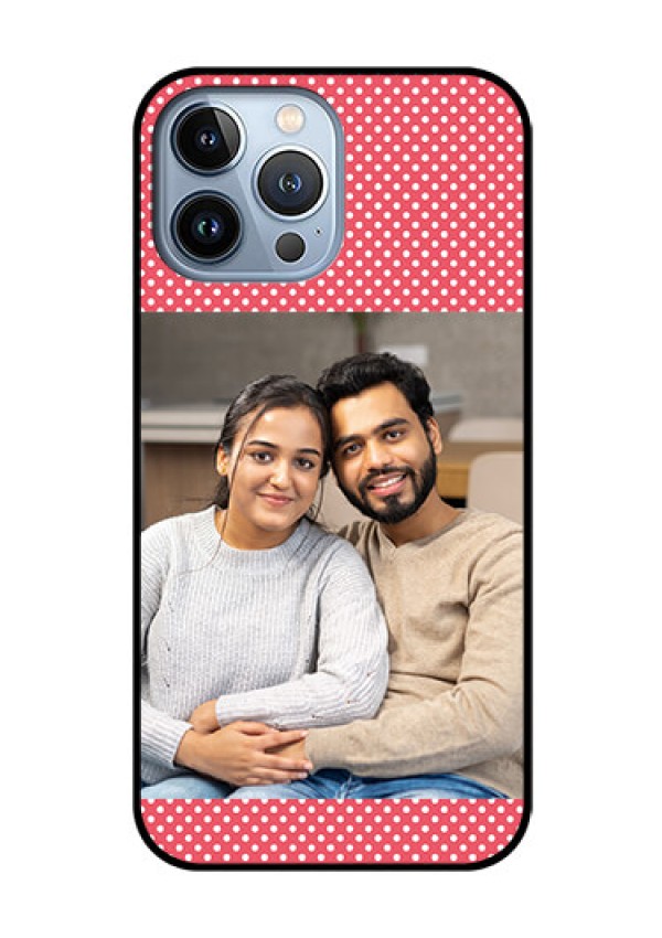 iPhone 13 Pro Max Custom Glass Phone Case - White Dotted Design