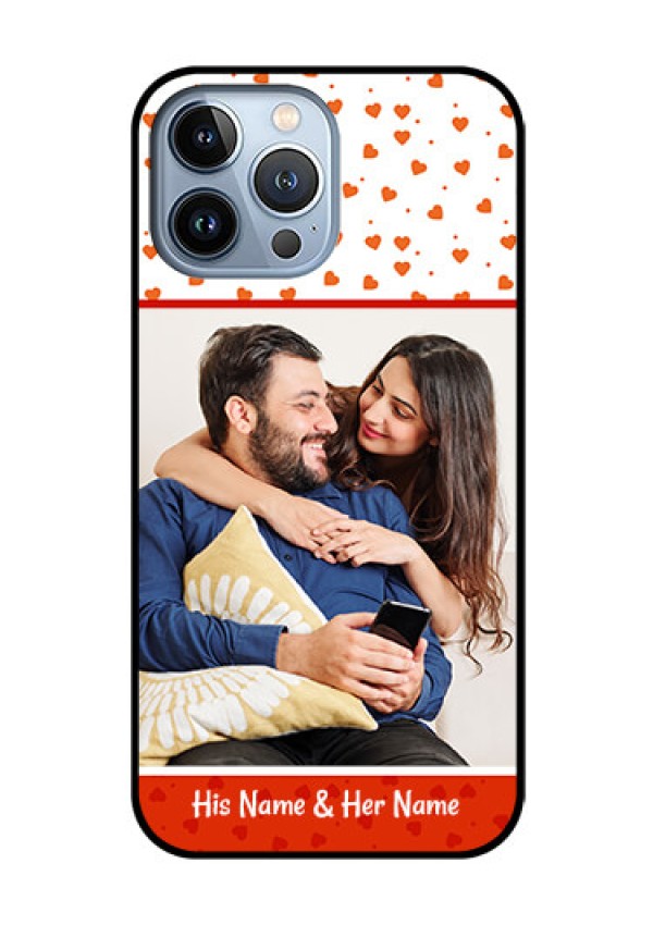 iPhone 13 Pro Max Custom Glass Phone Case - Orange Love Symbol Design