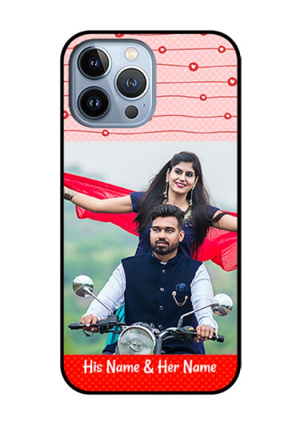 iPhone 13 Pro Max Personalized Glass Phone Case - Red Pattern Case Design