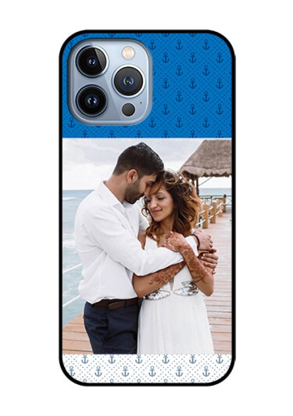 iPhone 13 Pro Max Photo Printing on Glass Case - Blue Anchors Design