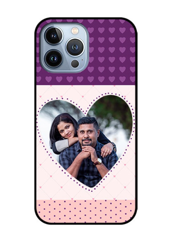 iPhone 13 Pro Max Custom Glass Phone Case - Violet Love Dots Design