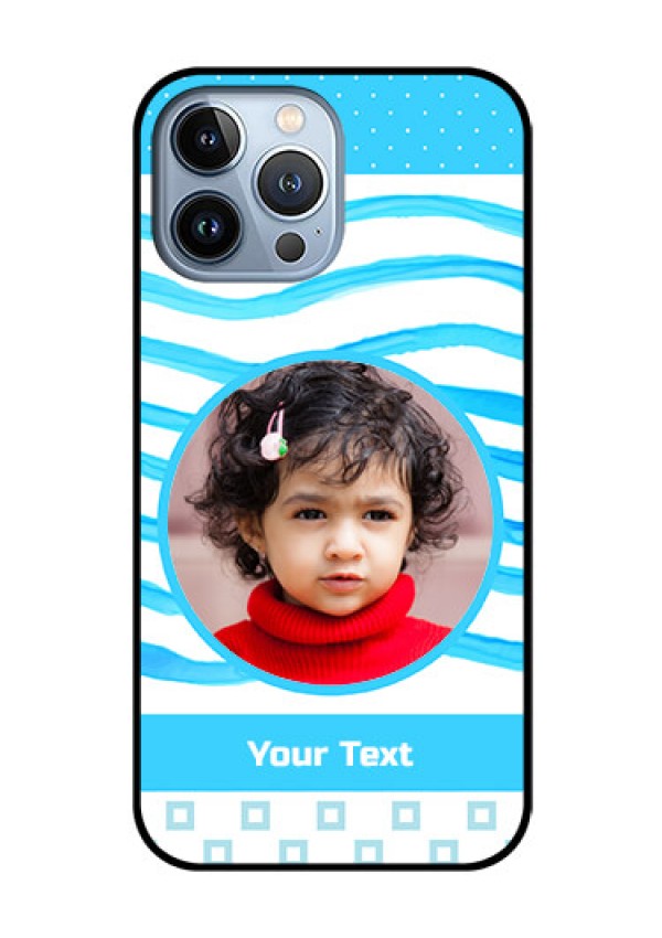 iPhone 13 Pro Max Custom Glass Phone Case - Simple Blue Case Design