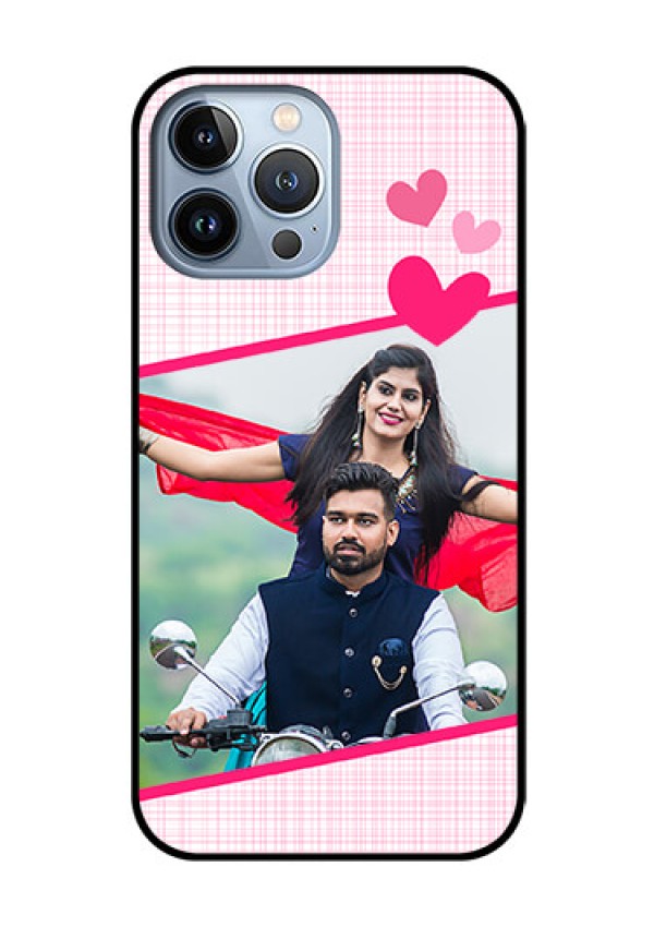 iPhone 13 Pro Max Custom Glass Phone Case - Love Shape Heart Design