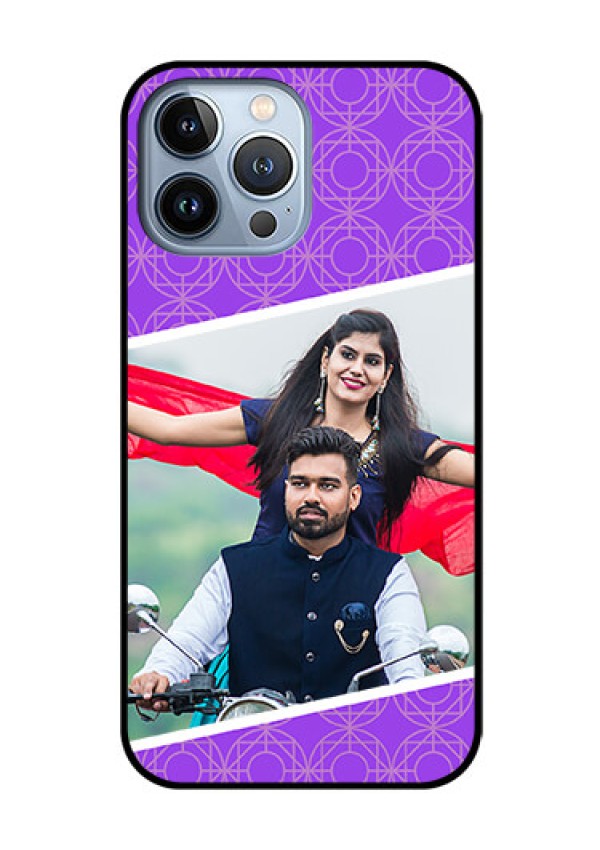 iPhone 13 Pro Max Custom Glass Phone Case - Violet Pattern Design
