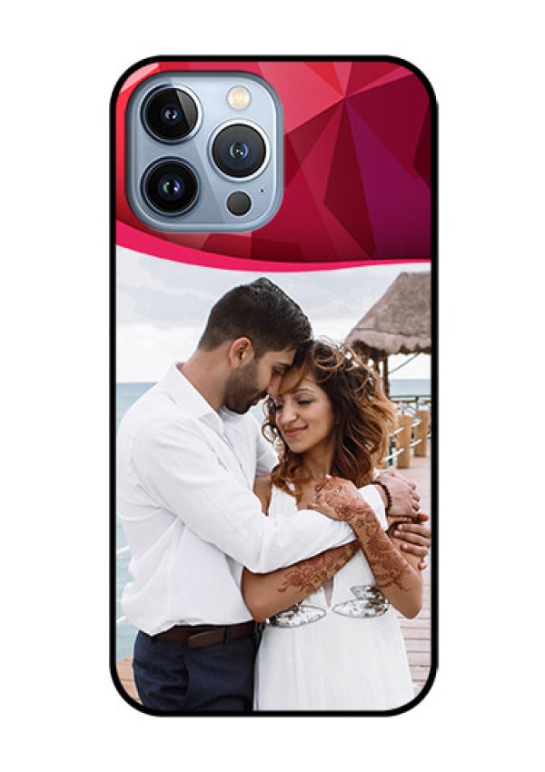 iPhone 13 Pro Max Custom Glass Mobile Case - Red Abstract Design