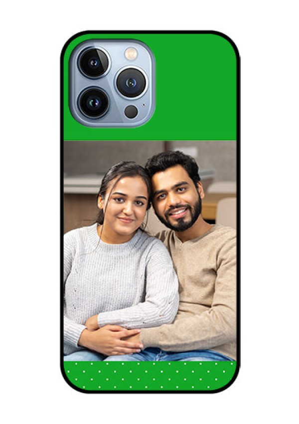 iPhone 13 Pro Max Personalized Glass Phone Case - Green Pattern Design