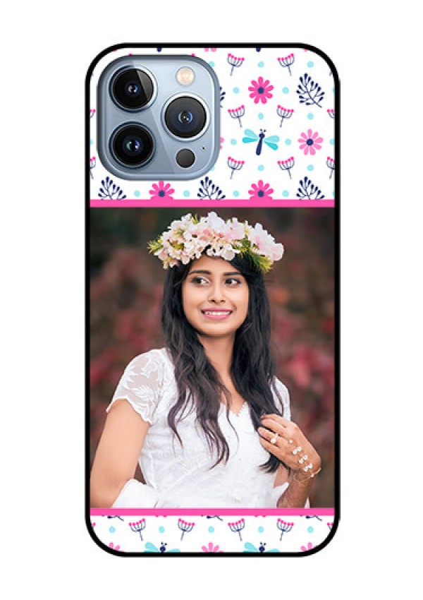 iPhone 13 Pro Max Photo Printing on Glass Case - Colorful Flower Design