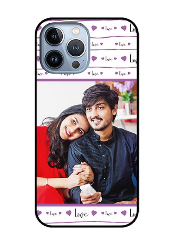 iPhone 13 Pro Max Custom Glass Mobile Case - Couples Heart Design