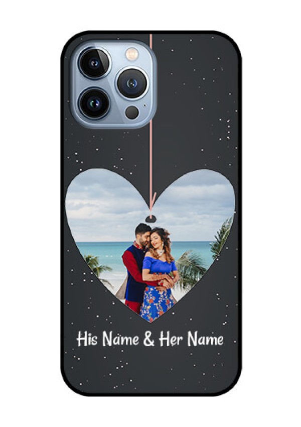 iPhone 13 Pro Max Custom Glass Phone Case - Hanging Heart Design