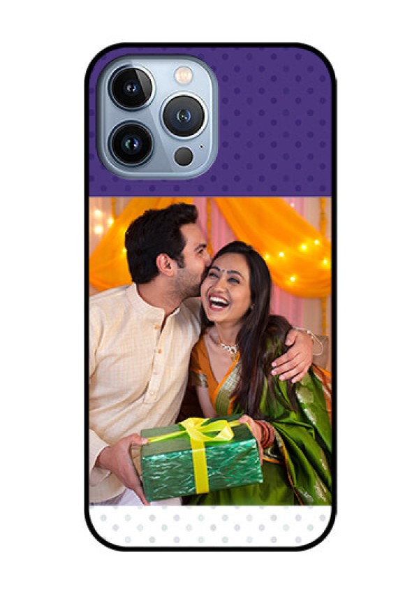 iPhone 13 Pro Max Personalized Glass Phone Case - Violet Pattern Design