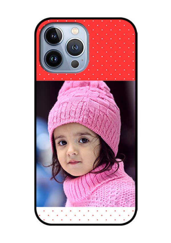 iPhone 13 Pro Max Photo Printing on Glass Case - Red Pattern Design