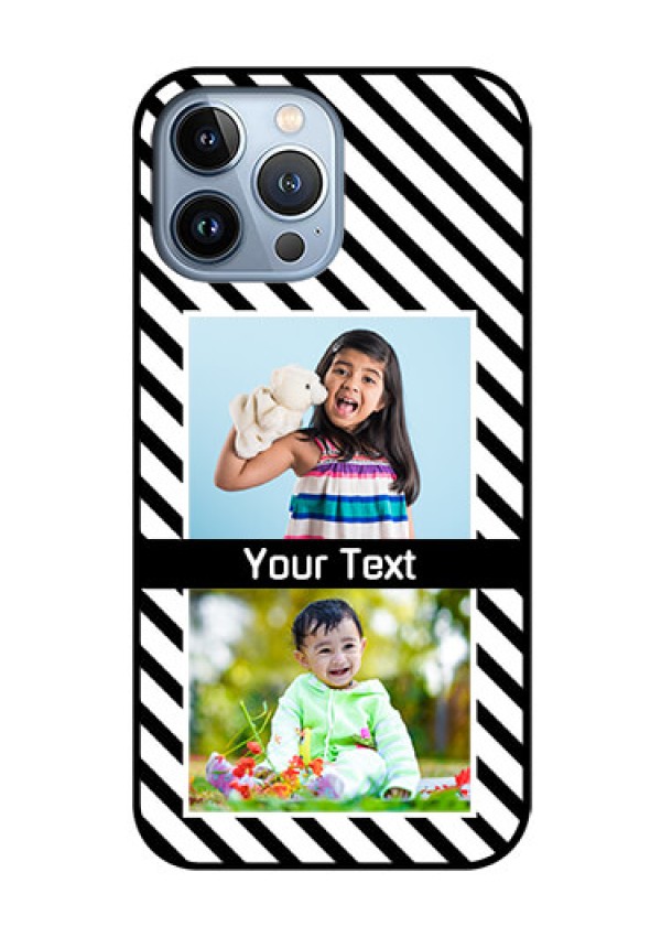 iPhone 13 Pro Max Photo Printing on Glass Case - Black And White Stripes Design