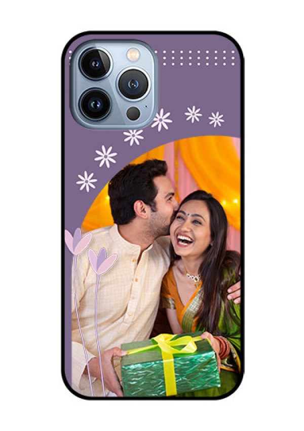 iPhone 13 Pro Max Custom Glass Mobile Case - Lavender flowers design