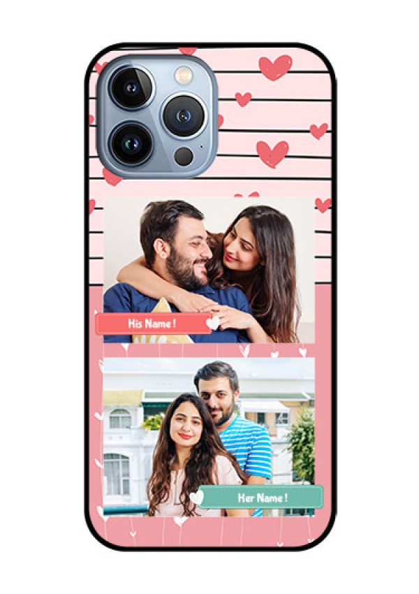 iPhone 13 Pro Max Custom Glass Mobile Case - Photo with Heart Design