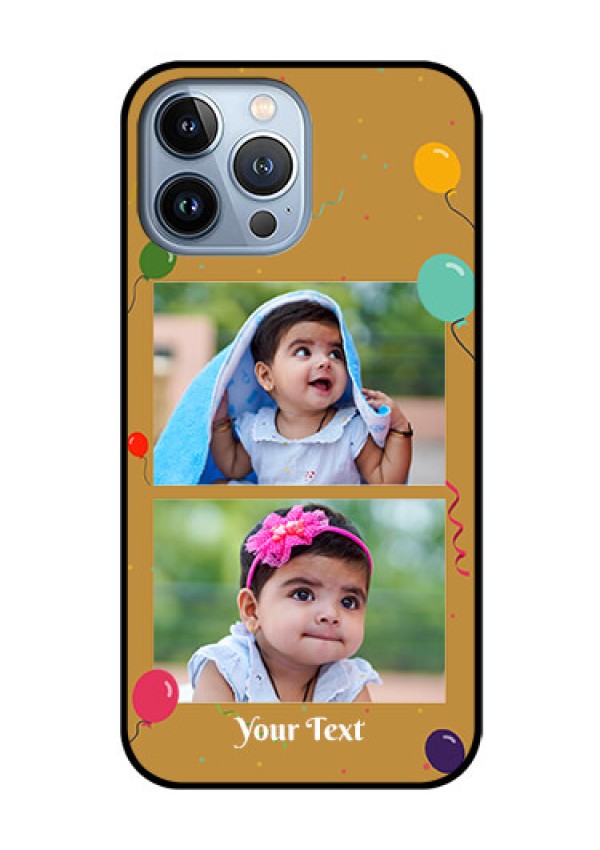iPhone 13 Pro Max Personalized Glass Phone Case - Image Holder with Birthday Celebrations Design