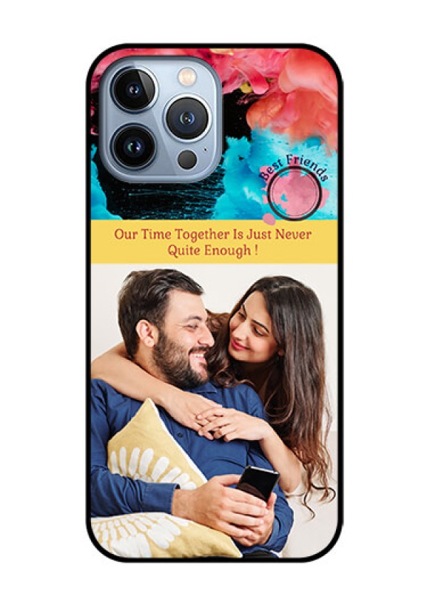 iPhone 13 Pro Max Custom Glass Mobile Case - Quote with Acrylic Painting Design