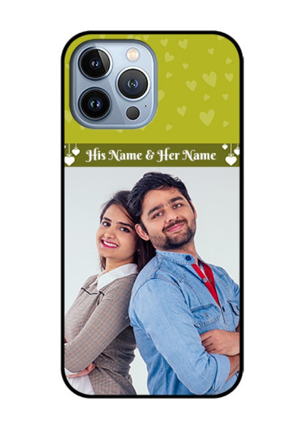 iPhone 13 Pro Max Custom Glass Phone Case - You & Me Heart Design