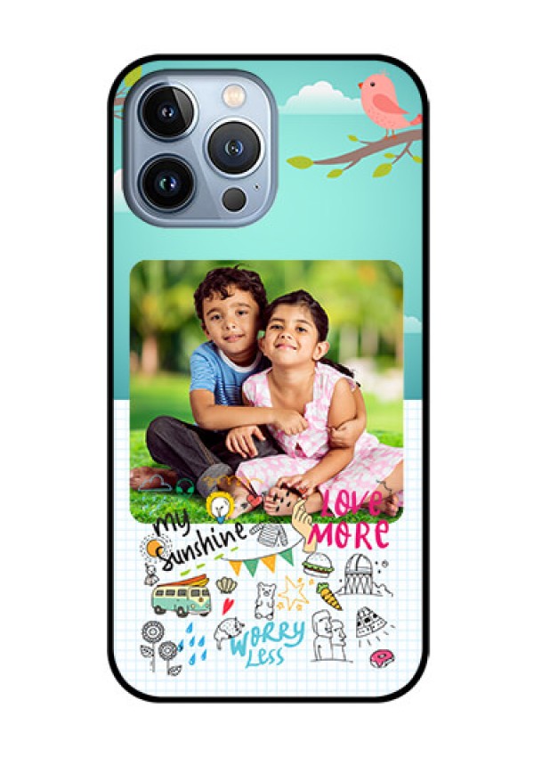 iPhone 13 Pro Max Photo Printing on Glass Case - Doodle love Design