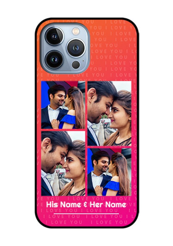 iPhone 13 Pro Max Custom Glass Phone Case - I Love You Pink Design