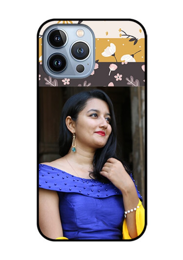 iPhone 13 Pro Max Custom Glass Phone Case - Stylish Floral Design