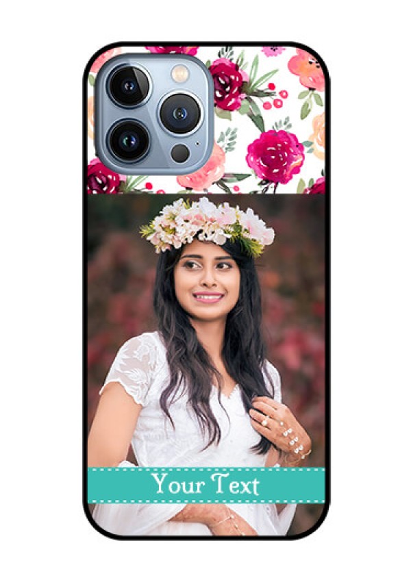 iPhone 13 Pro Max Custom Glass Phone Case - Watercolor Floral Design