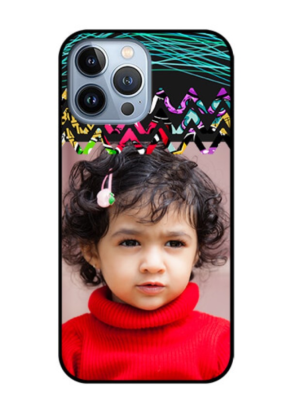 iPhone 13 Pro Max Personalized Glass Phone Case - Neon Abstract Design