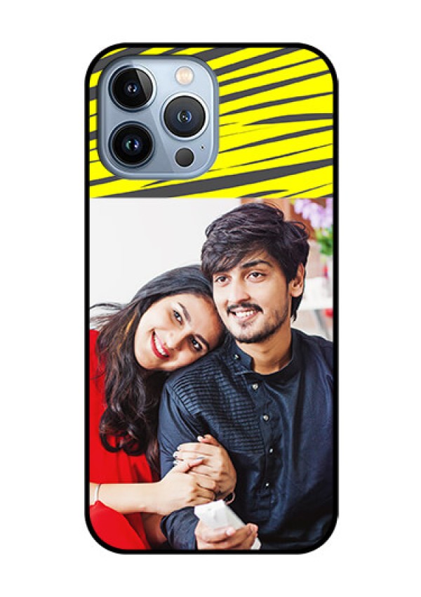 iPhone 13 Pro Max Photo Printing on Glass Case - Yellow Abstract Design