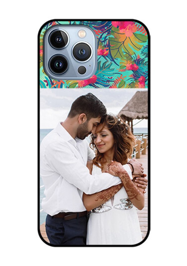 iPhone 13 Pro Max Photo Printing on Glass Case - Watercolor Floral Design