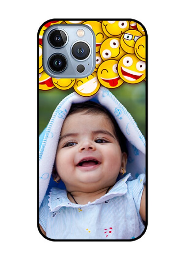 iPhone 13 Pro Max Custom Glass Mobile Case - with Smiley Emoji Design