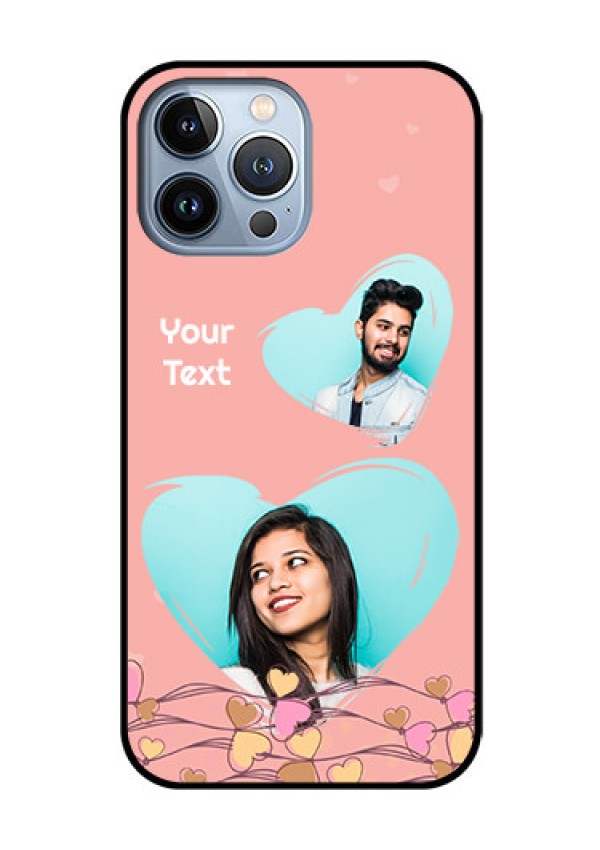 iPhone 13 Pro Max Custom Glass Mobile Case - Love Doodle Design