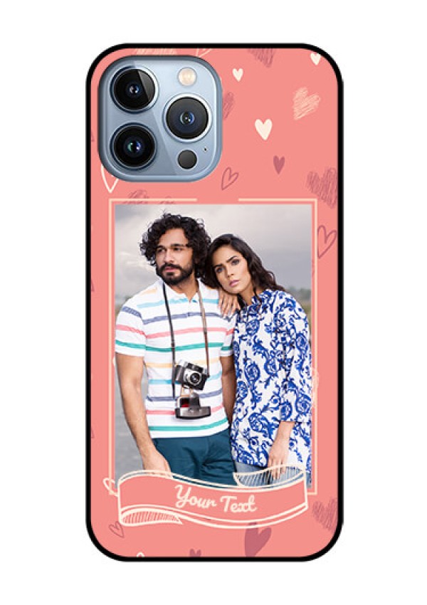 iPhone 13 Pro Max Custom Glass Phone Case - Love doodle art Design