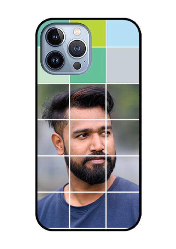 iPhone 13 Pro Max Photo Printing on Glass Case - with white box pattern
