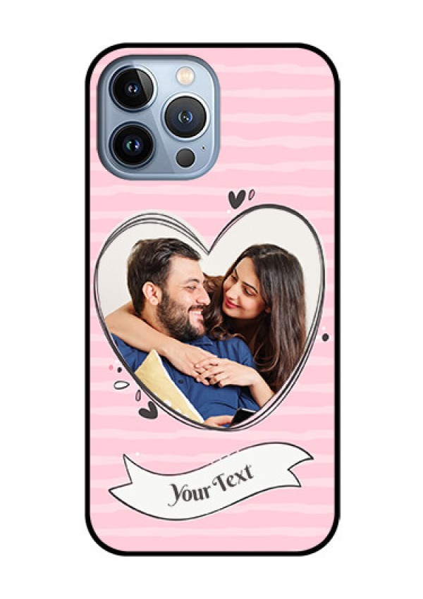 iPhone 13 Pro Max Custom Glass Phone Case - Vintage Heart Design