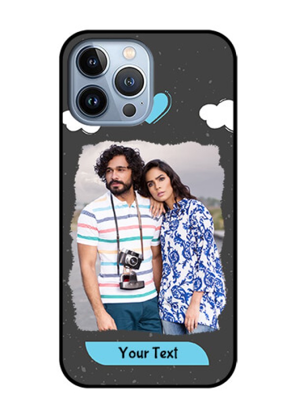 iPhone 13 Pro Max Custom Glass Phone Case - Splashes with love doodles Design