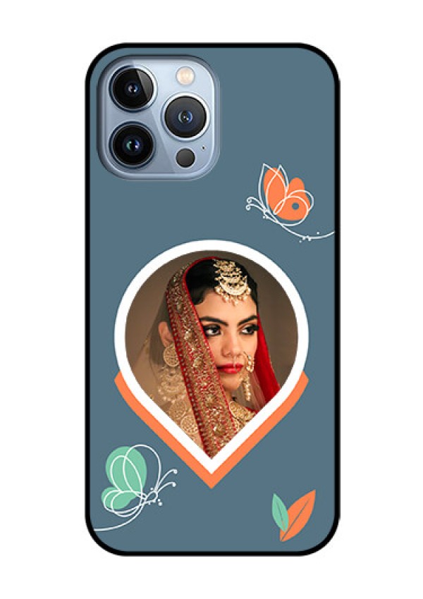 iPhone 13 Pro Max Custom Glass Mobile Case - Droplet Butterflies Design