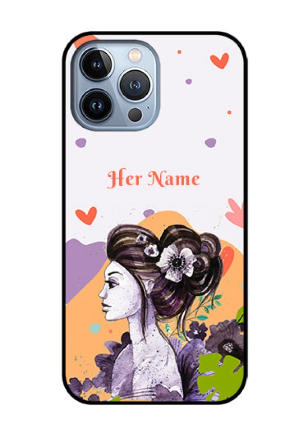 iPhone 13 Pro Max Personalized Glass Phone Case - Woman And Nature Design