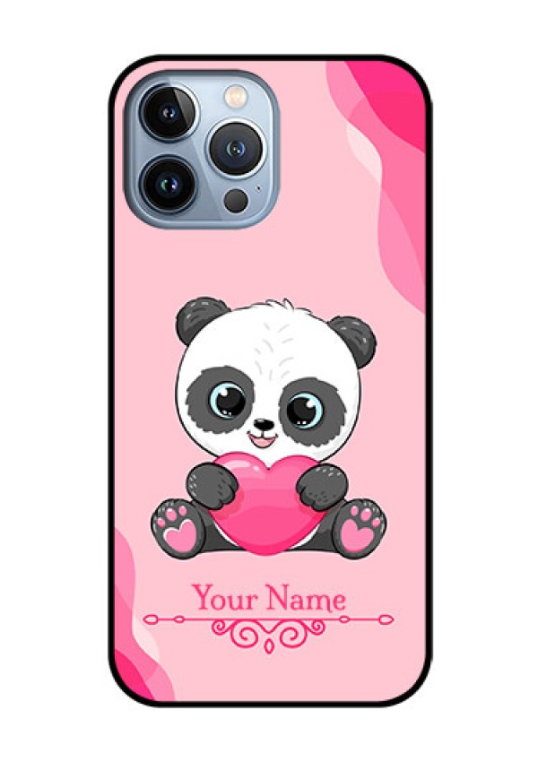 iPhone 13 Pro Max Custom Glass Mobile Case - Cute Panda Design