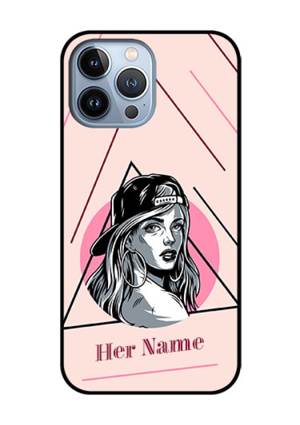 iPhone 13 Pro Max Personalized Glass Phone Case - Rockstar Girl Design